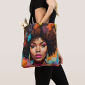 Melanin Woman w/Afro - Pop Art Inspired Tote Bag (Dichtbij)