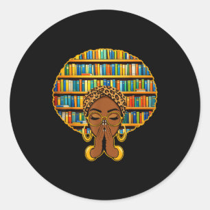 Melanine Afro Vrouwen Meisje Boek Bibliothecaris Z Ronde Sticker