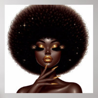 Melanine Chic Afro Schoonheid met Gouden Accenten