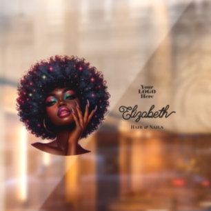 Melanine Chic Afro Schoonheid Nep Holografische Sa Raamsticker