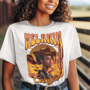MELANINE COWGIRL Zwarte Meisje Western Cowboy T-shirt