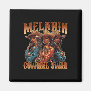 Melanine Cowgirls Swag Zwarte Geschiedenis Afrikaa Magneet