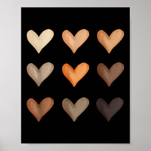 Melanine gekleurde harten Verschillende tinten Lie Poster