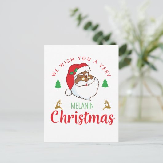 Melanine Kerstman afrocentrisch Kerstman Feestdagenkaart (Staand voorkant)