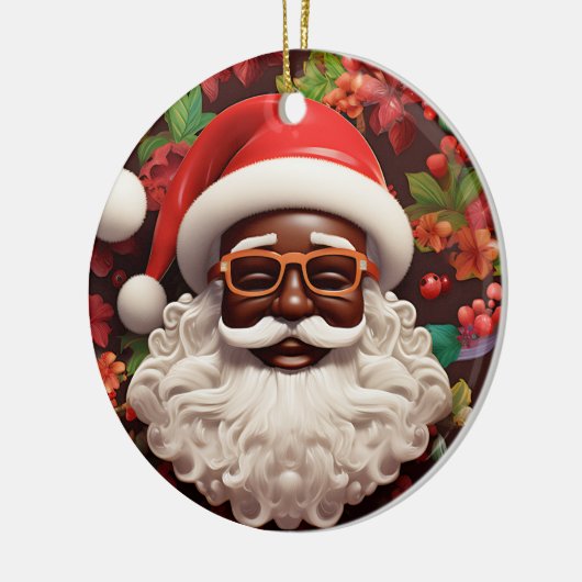 Melanine Kerstmis Chocolade Zwart Kerstman Keramisch Ornament (Links)