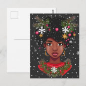 Melanine Kerstmis Magic Zwart Meisje Vrouw Sista Briefkaart (Voorkant / Achterkant)