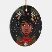 Melanine Kerstmis Magic Zwart Meisje Vrouw Sista Keramisch Ornament (Rechts)