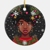 Melanine Kerstmis Magic Zwart Meisje Vrouw Sista Keramisch Ornament (Achterkant)