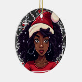 Melanine Kerstmis Magic Zwart Meisje Vrouw Sista Keramisch Ornament (Rechts)