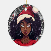 Melanine Kerstmis Magic Zwart Meisje Vrouw Sista Keramisch Ornament (Links)