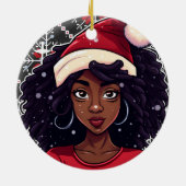 Melanine Kerstmis Magic Zwart Meisje Vrouw Sista Keramisch Ornament (Achterkant)