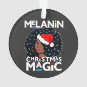 Melanine Kerstmis Magic Zwart Meisje Vrouw Sista Ornament (achterkant)