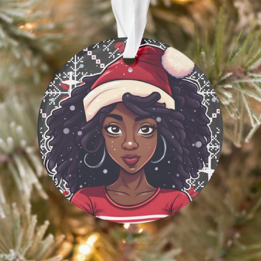 Melanine Kerstmis Magic Zwart Meisje Vrouw Sista Ornament (Boom)