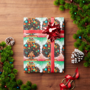 Melanine Kerstmis Zwart Koningin Melanine Vrouw Xm Cadeaupapier