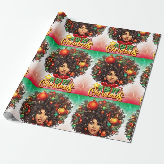 Melanine Kerstmis Zwart Koningin Melanine Vrouw Xm Cadeaupapier (Uitgerold)