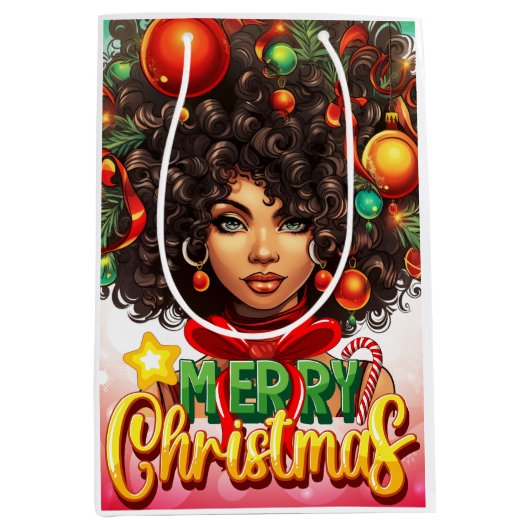 Melanine Kerstmis Zwart Koningin Melanine Vrouw Xm Medium Cadeauzakje (Voorkant)