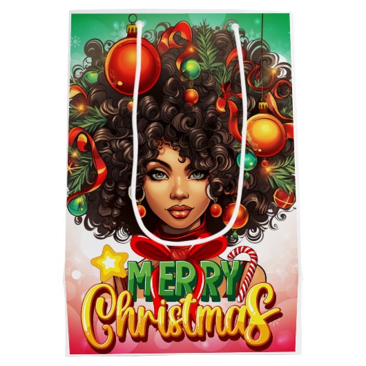 Melanine Kerstmis Zwart Koningin Melanine Vrouw Xm Medium Cadeauzakje (Achterkant)