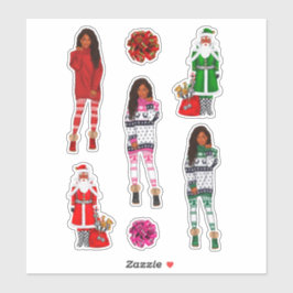 Melanine Kerstmis Zwart Koningin Xmas Zwart Meisje Sticker