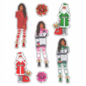 Melanine Kerstmis Zwart Koningin Xmas Zwart Meisje Sticker (Voorkant)