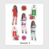 Melanine Kerstmis Zwart Koningin Xmas Zwart Meisje Sticker (Vel)