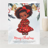 Melanine Kerstmis Zwart Meisje Magic Xmas Magic Fu Kaart (Voorkant)