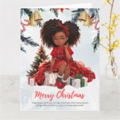 Melanine Kerstmis Zwart Meisje Magic Xmas Magic Fu Kaart (Gele Bloem)