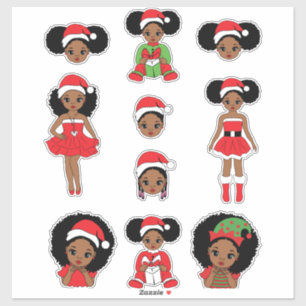 Melanine Kerstmis Zwart Meisje Xmas Magic Meisjes Sticker