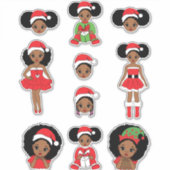 Melanine Kerstmis Zwart Meisje Xmas Magic Meisjes  Sticker (Voorkant)