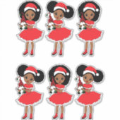 Melanine Kerstmis Zwart Meisje Xmas Magic Meisjes  Sticker (Voorkant)