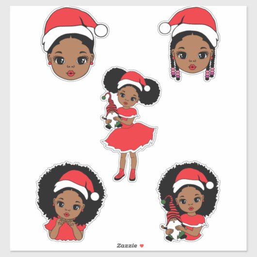 Melanine Kerstmis Zwart Meisje Xmas Magic Meisjes  Sticker (Vel)