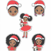 Melanine Kerstmis Zwart Meisje Xmas Magic Meisjes  Sticker (Voorkant)