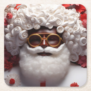 Melanine Kerstmis Zwarte Kerstman Kerstman Bruh Zu Kartonnen Onderzetters
