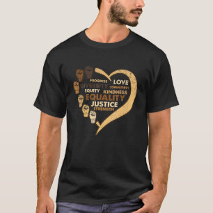 Melanine Kracht Vuist Hart Black History Month BLM T-shirt