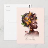 Melanine Magic: Afro Haar en Kleurrijke Vlinder Briefkaart (Voorkant / Achterkant)