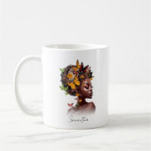 Melanine Magic: Afro Haar en Kleurrijke Vlinder Koffiemok (Links)