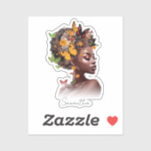 Melanine Magic: Afro Haar en Kleurrijke Vlinder Sticker (Vel)