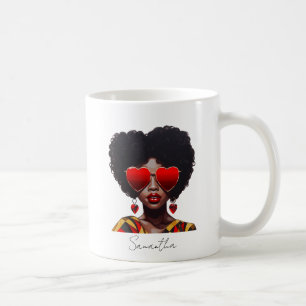 Melanine Magic: Zwarte Koningin Rocking Heart Shad Koffiemok