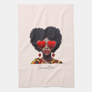 Melanine Magic: Zwarte Koningin Rocking Heart Shad Theedoek
