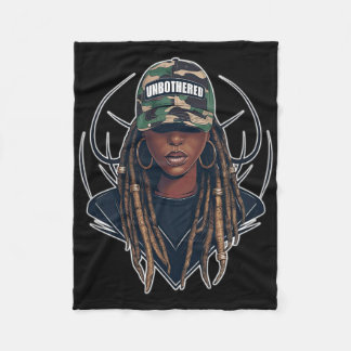 Melanine Ongestoorde Zwarte Vrouw Locs Camo Zwart  Fleece Deken