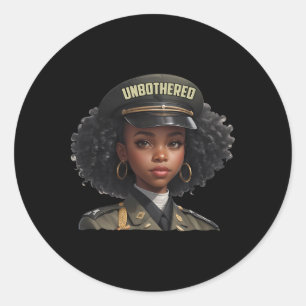 Melanine Ongestoorde Zwarte Vrouw Locs Camo Zwart Ronde Sticker