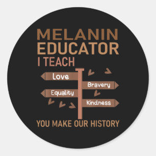 Melanine Opvoeder Zwarte Leraren Afro-Amerikaanse  Ronde Sticker