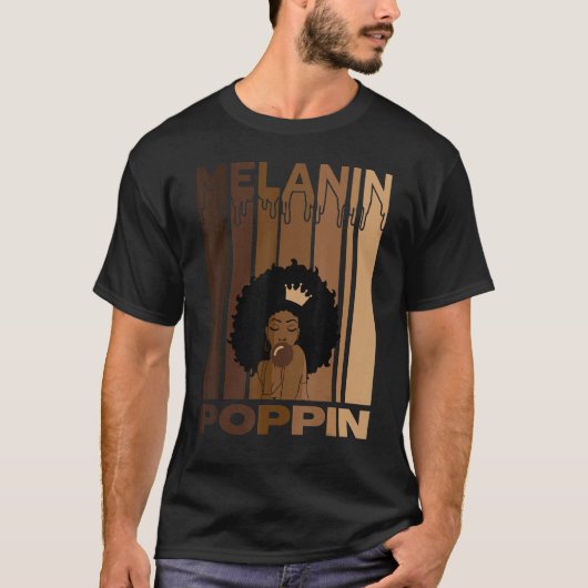 Melanine Poppin voor vrouwen Sterke Black Afro cul T-shirt (Voorkant)
