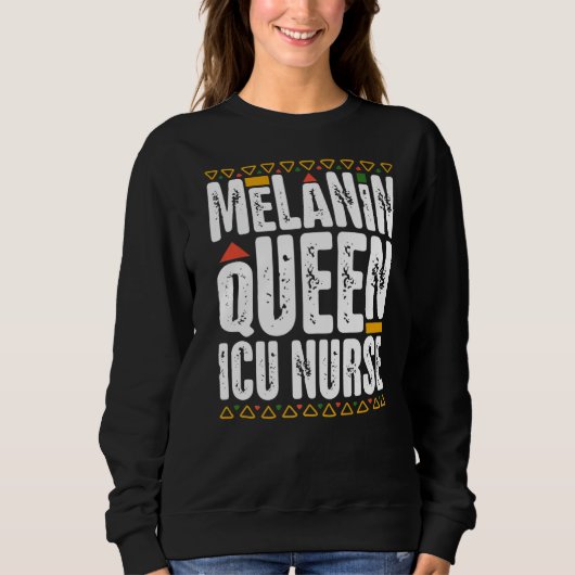 Melanine Queen ICU Verpleegster Zwart Geschiedenis Trui (Voorkant)