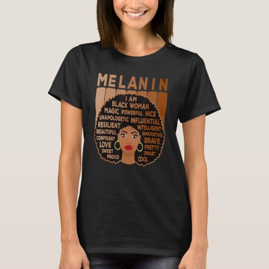 Melanine Trots Zwarten Vrouw Afro Amerikaanse Zwar T-shirt (Voorkant)