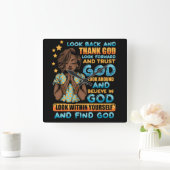 Melanine vrouw bidden zus zwarte koningin bruine h vierkante klok (Huis)