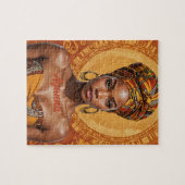 Melanine Vrouw met Headwrap - Afrikaanse Print Legpuzzel (Horizontaal)