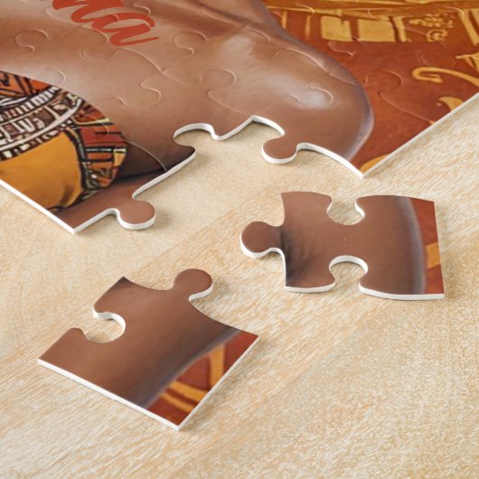 Melanine Vrouw met Headwrap - Afrikaanse Print Legpuzzel (Zijkant)