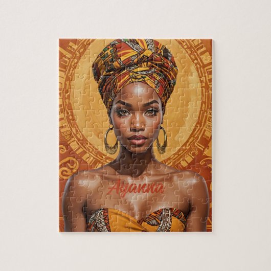 Melanine Vrouw met Headwrap - Afrikaanse Print Legpuzzel (Verticaal)