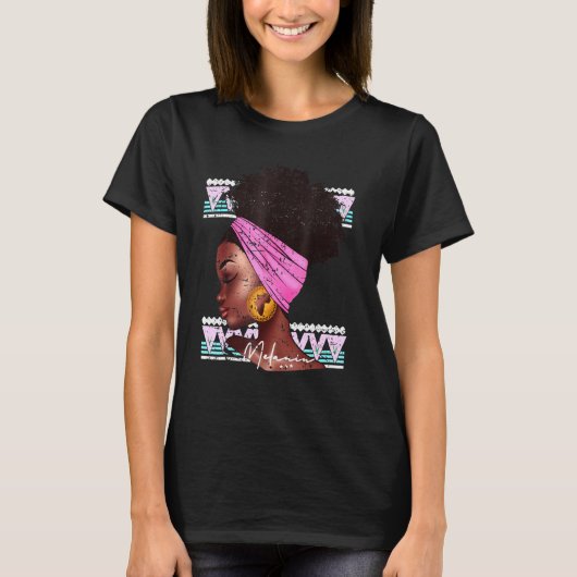 Melanine Vrouwen Zwart Opgeleide Afro Amerikaanse  T-shirt (Voorkant)
