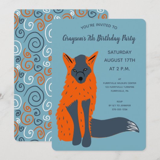 Melanistische Fox Oudere Jongens Dieren Verjaardag Kaart (Voorkant / Achterkant)